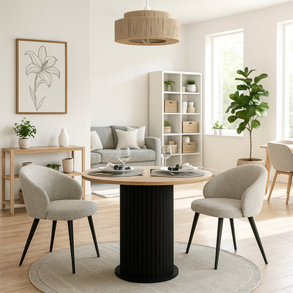 Τραπέζι Bohema Megapap χρώμα μαύρο - sepet oak Ø90x77,7εκ. - Hippiehome.gr