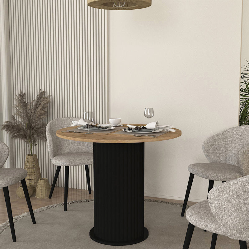 Τραπέζι Bohema Megapap χρώμα μαύρο - sepet oak Ø90x77,7εκ. - Hippiehome.gr