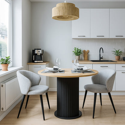 Τραπέζι Bohema Megapap χρώμα μαύρο - sepet oak Ø90x77,7εκ. - Hippiehome.gr