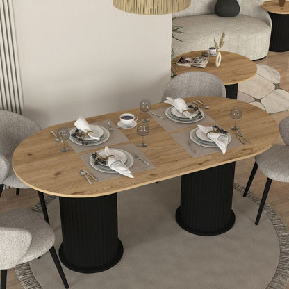 Τραπέζι Bohema Megapap χρώμα μαύρο - sepet oak 180x90x77,7εκ. - Hippiehome.gr