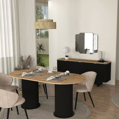 Τραπέζι Bohema Megapap χρώμα μαύρο - sepet oak 180x90x77,7εκ. - Hippiehome.gr