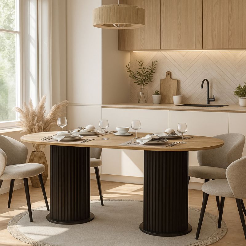 Τραπέζι Bohema Megapap χρώμα μαύρο - sepet oak 180x90x77,7εκ. - Hippiehome.gr