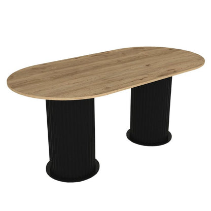 Τραπέζι Bohema Megapap χρώμα μαύρο - sepet oak 180x90x77,7εκ. - Hippiehome.gr