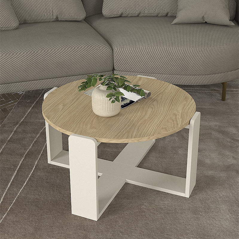 Τραπεζάκι σαλονιού Rebel Megapap χρώμα rota oak - sandstone Ø70x38εκ. - Hippiehome.gr