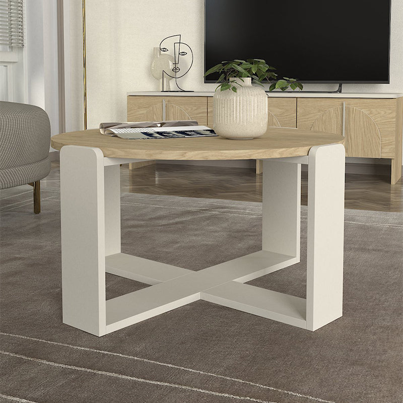 Τραπεζάκι σαλονιού Rebel Megapap χρώμα rota oak - sandstone Ø70x38εκ. - Hippiehome.gr