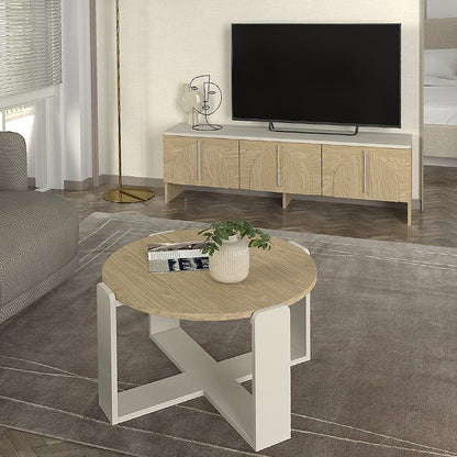 Έπιπλο τηλεόρασης Rebel Megapap χρώμα rota oak - sandstone 150x35x45εκ. - Hippiehome.gr