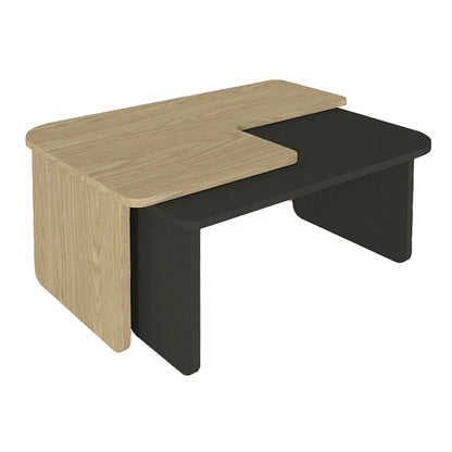 Τραπεζάκι σαλονιού σετ 2τμχ Lava Megapap χρώμα rota oak - ανθρακί 75x48,5x35,6εκ. - Hippiehome.gr