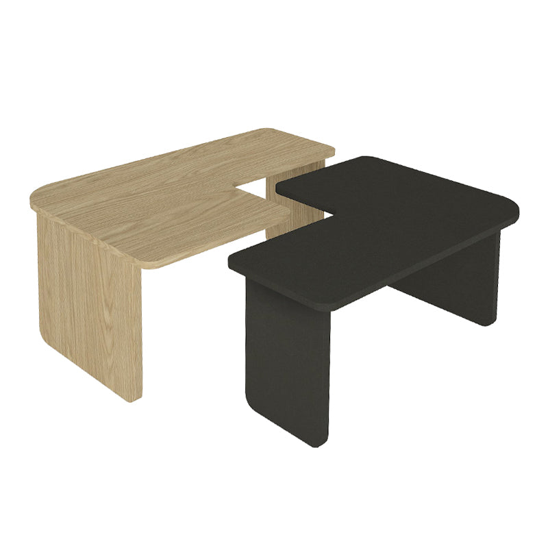 Τραπεζάκι σαλονιού σετ 2τμχ Lava Megapap χρώμα rota oak - ανθρακί 75x48,5x35,6εκ. - Hippiehome.gr