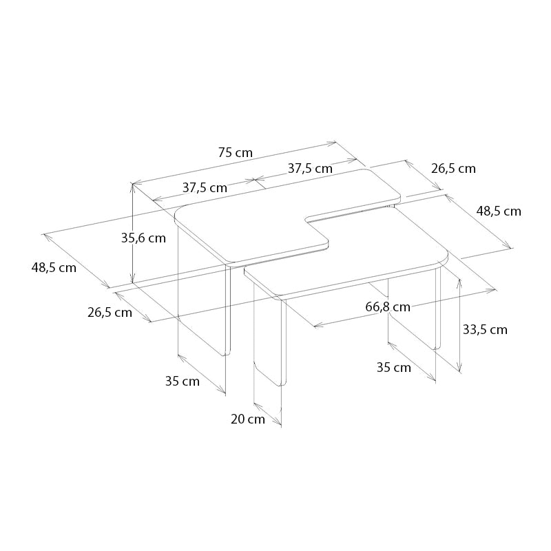 Τραπεζάκι σαλονιού σετ 2τμχ Lava Megapap χρώμα rota oak - ανθρακί 75x48,5x35,6εκ. - Hippiehome.gr