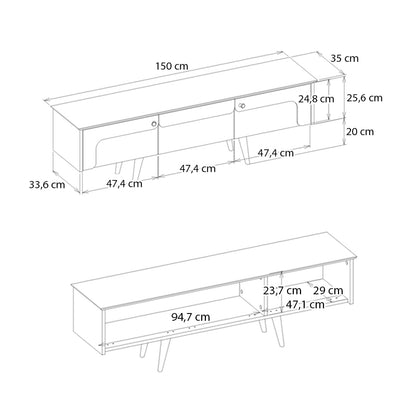Έπιπλο τηλεόρασης Sevilla Megapap χρώμα sandstone - travertine 150x35x45,6εκ. - Hippiehome.gr