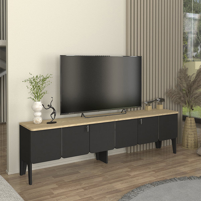 Έπιπλο τηλεόρασης Pedro Megapap χρώμα ανθρακί - rota oak 180x35x50,7εκ. - Hippiehome.gr