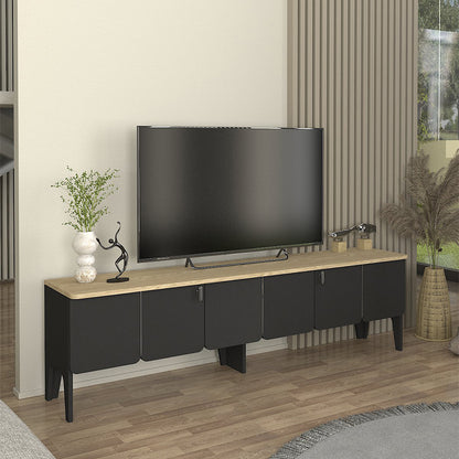 Έπιπλο τηλεόρασης Pedro Megapap χρώμα ανθρακί - rota oak 180x35x50,7εκ. - Hippiehome.gr