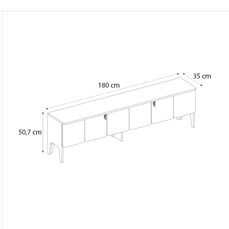 Έπιπλο τηλεόρασης Pedro Megapap χρώμα ανθρακί - rota oak 180x35x50,7εκ. - Hippiehome.gr