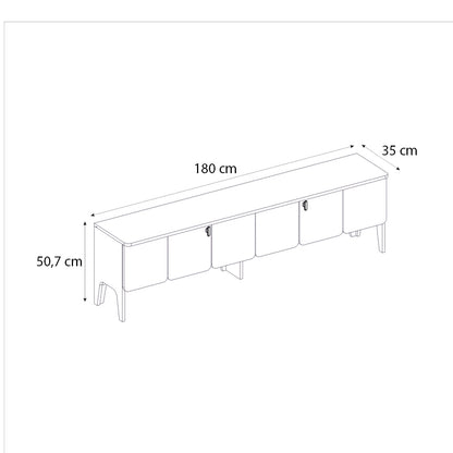 Έπιπλο τηλεόρασης Pedro Megapap χρώμα ανθρακί - rota oak 180x35x50,7εκ. - Hippiehome.gr