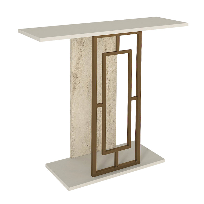 Κονσόλα Alderas Megapap χρώμα λευκό - travertine - χρυσό 90x29,6x76,8εκ. - Hippiehome.gr