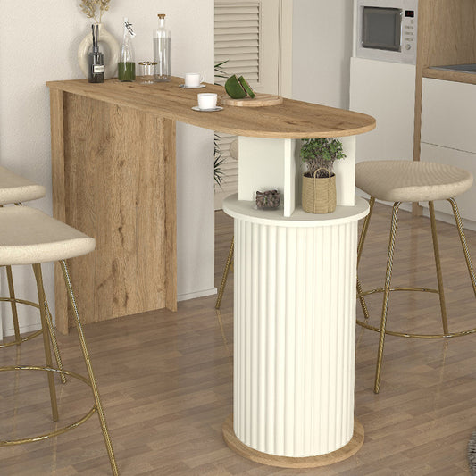 Τραπέζι μπαρ Bohema Megapap χρώμα sepet oak - ivory 150x51,6x101,8εκ. - Hippiehome.gr