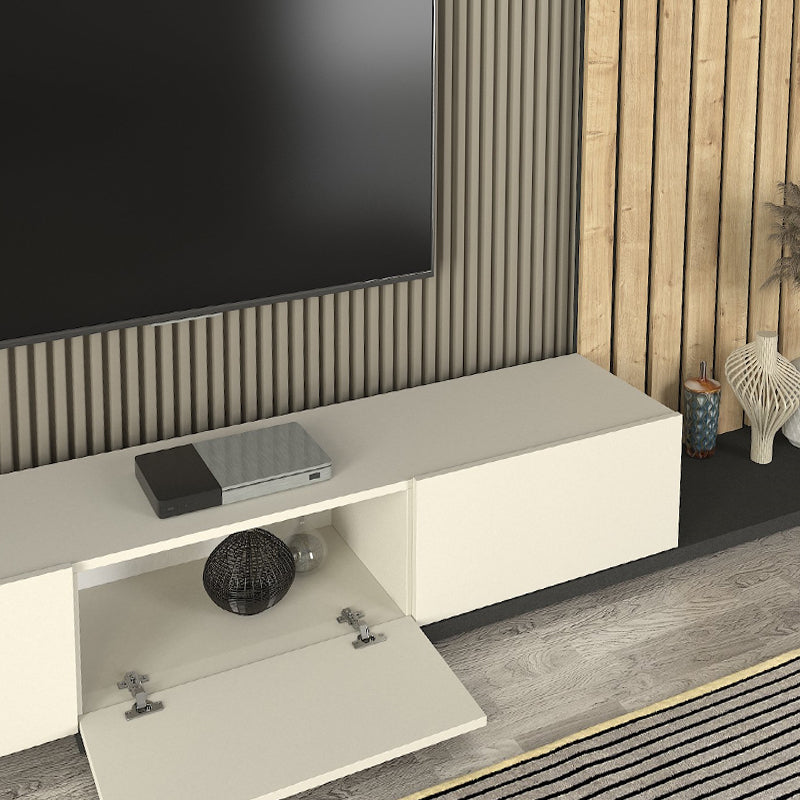 Σύνθεση τηλεόρασης Nagini Megapap χρώμα ivory - sapphire oak - ανθρακί 260x39,4x203,6εκ. - Hippiehome.gr