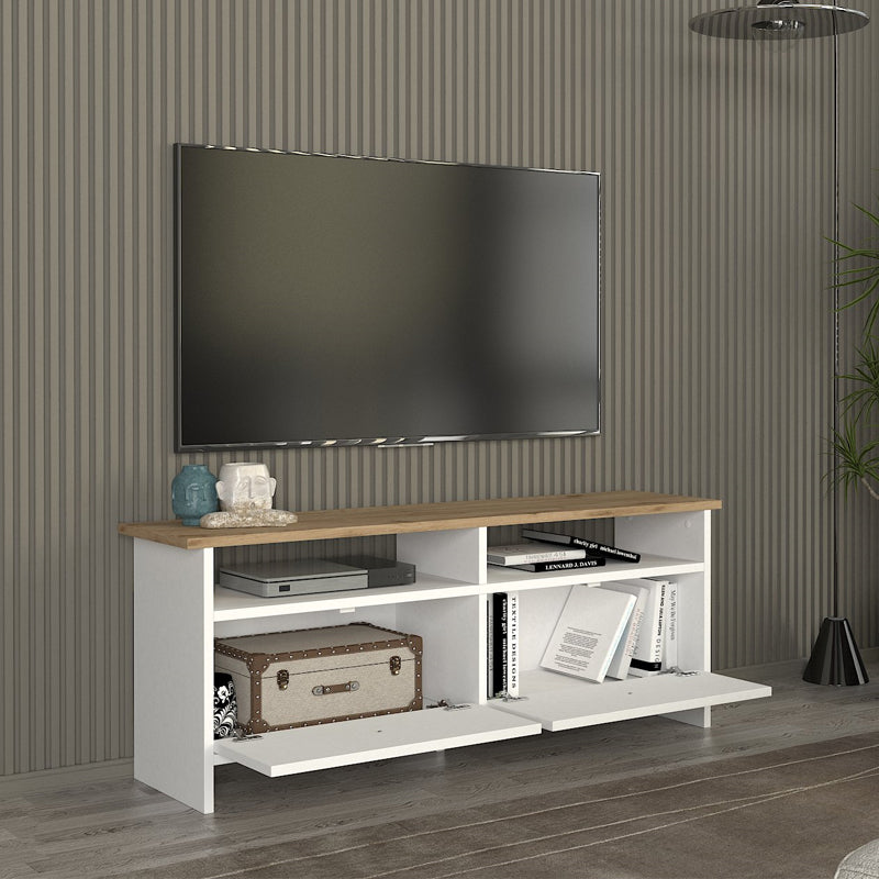 Έπιπλο τηλεόρασης Gradias Megapap χρώμα λευκό - sapphire oak 120x29,6x46,8εκ. - Hippiehome.gr