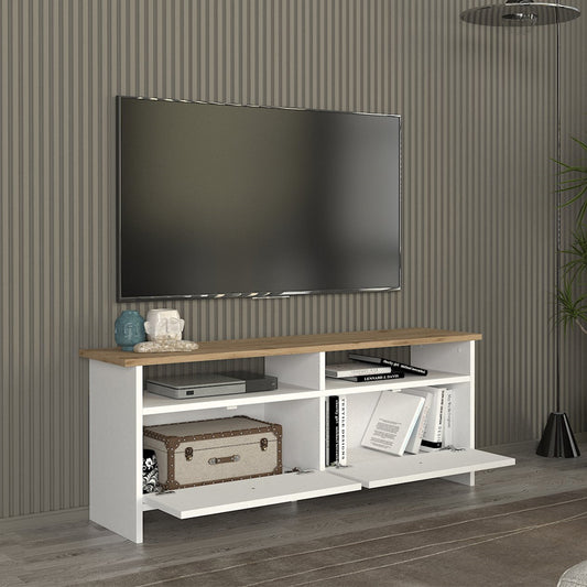 Έπιπλο τηλεόρασης Gradias Megapap χρώμα λευκό - sapphire oak 120x29,6x46,8εκ. - Hippiehome.gr