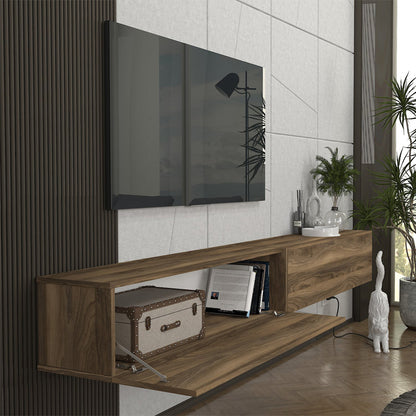 Έπιπλο τηλεόρασης επιτοίχιο Espanse Megapap χρώμα καρυδί 241,8x31,7x30εκ. - Hippiehome.gr