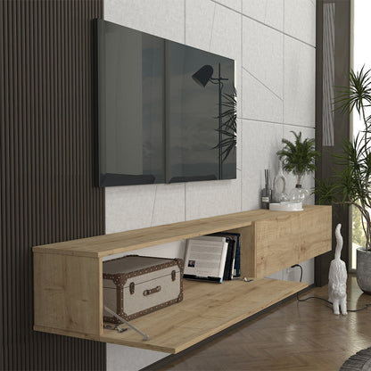 Έπιπλο τηλεόρασης επιτοίχιο Espanse Megapap χρώμα sapphire oak 241,8x31,7x30εκ. - Hippiehome.gr