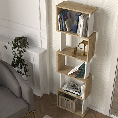 Βιβλιοθήκη Alvina Megapap χρώμα sapphire oak - λευκό 45x19,6x158,8εκ. - Hippiehome.gr