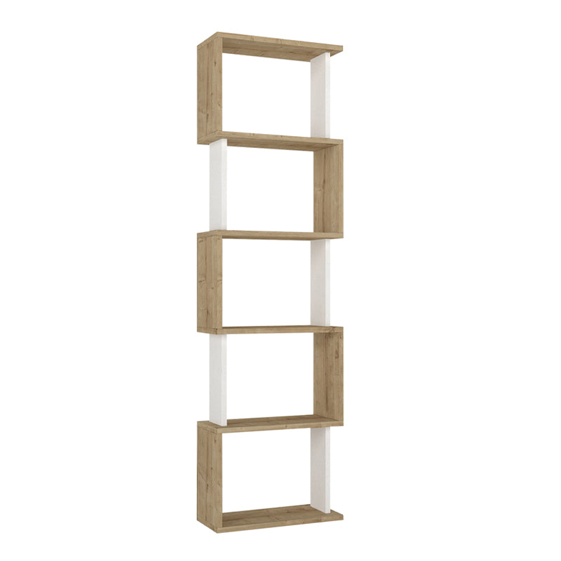 Βιβλιοθήκη Alvina Megapap χρώμα sapphire oak - λευκό 45x19,6x158,8εκ. - Hippiehome.gr