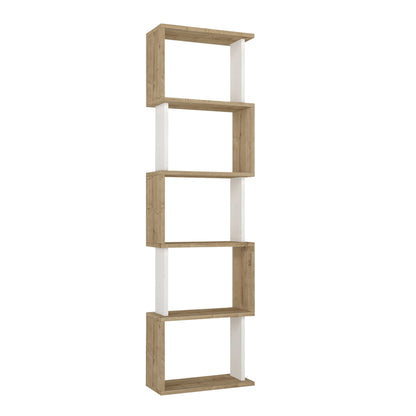 Βιβλιοθήκη Alvina Megapap χρώμα sapphire oak - λευκό 45x19,6x158,8εκ. - Hippiehome.gr