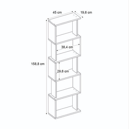 Βιβλιοθήκη Alvina Megapap χρώμα sapphire oak - λευκό 45x19,6x158,8εκ. - Hippiehome.gr