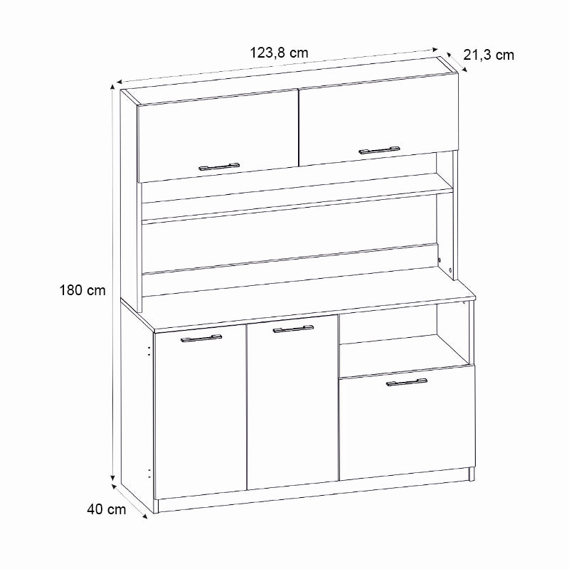 Έπιπλο κουζίνας Tuco 3 Megapap χρώμα λευκό 123,8x40x180εκ. - Hippiehome.gr