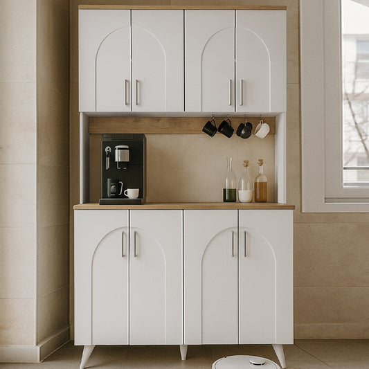 Έπιπλο κουζίνας Kalira 4 Megapap χρώμα λευκό - rota oak 120x40x196εκ. - Hippiehome.gr