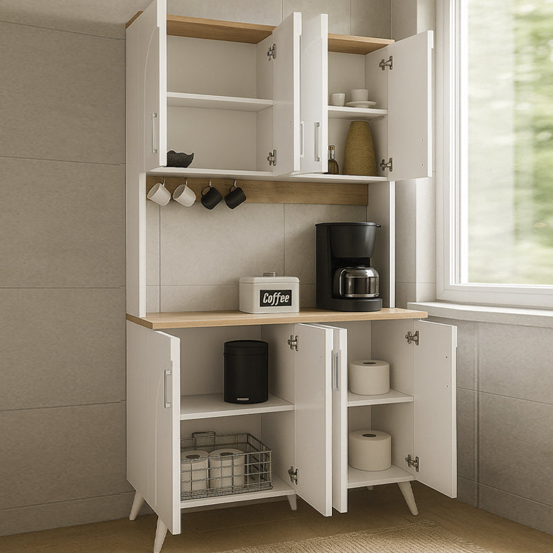 Έπιπλο κουζίνας Kalira 4 Megapap χρώμα λευκό - rota oak 120x40x196εκ. - Hippiehome.gr