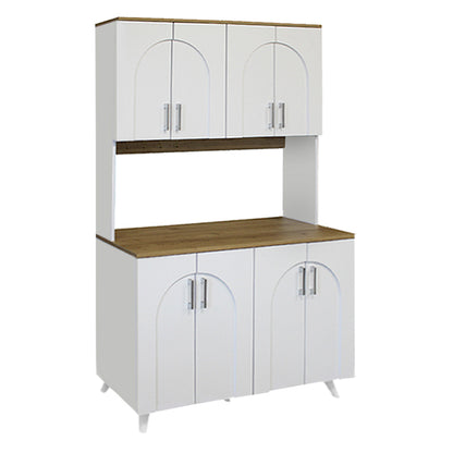 Έπιπλο κουζίνας Kalira 4 Megapap χρώμα λευκό - rota oak 120x40x196εκ. - Hippiehome.gr