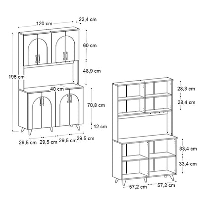 Έπιπλο κουζίνας Kalira 4 Megapap χρώμα λευκό - rota oak 120x40x196εκ. - Hippiehome.gr