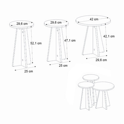 Τραπεζάκι βοηθητικό σετ 3 τμχ Podel Megapap χρώμα travertine Ø29,6x52,1εκ. - Hippiehome.gr
