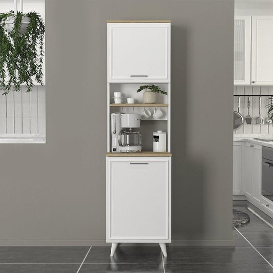 Έπιπλο κουζίνας Potter 1 Megapap χρώμα λευκό - rota oak 53,4x39,6x196,1εκ. - Hippiehome.gr