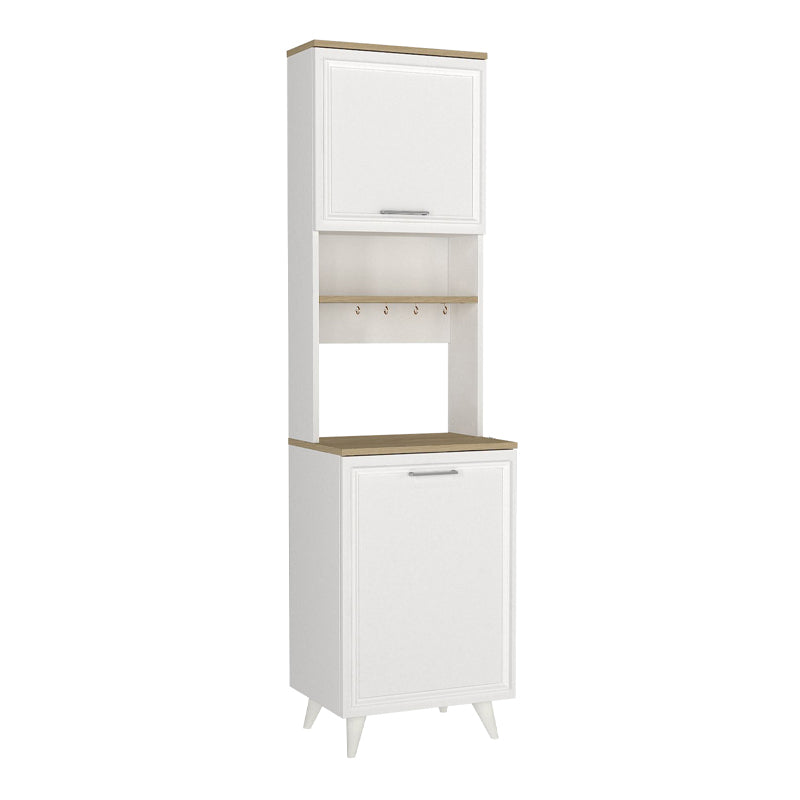 Έπιπλο κουζίνας Potter 1 Megapap χρώμα λευκό - rota oak 53,4x39,6x196,1εκ. - Hippiehome.gr