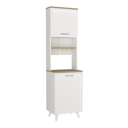 Έπιπλο κουζίνας Potter 1 Megapap χρώμα λευκό - rota oak 53,4x39,6x196,1εκ. - Hippiehome.gr