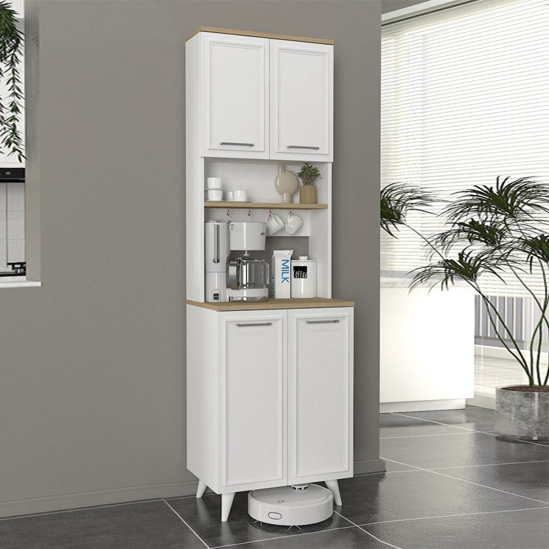 Έπιπλο κουζίνας Potter 2 Megapap χρώμα λευκό - rota oak 60x40x196,1εκ. - Hippiehome.gr