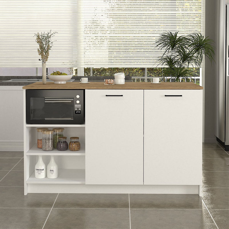 Τραπέζι - Πάγκος κουζίνας Peres Megapap χρώμα λευκό - sepet oak 150x70x91,8εκ. - Hippiehome.gr