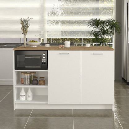 Τραπέζι - Πάγκος κουζίνας Peres Megapap χρώμα λευκό - sepet oak 150x70x91,8εκ. - Hippiehome.gr