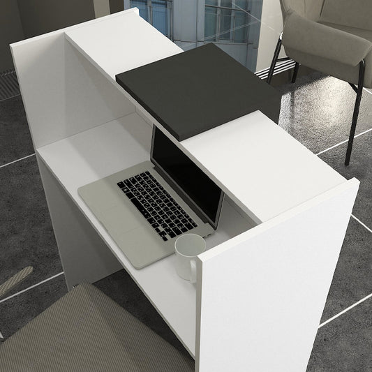 Γραφείο υποδοχής - reception Hola Megapap χρώμα λευκό - ανθρακί 93,6x45,2x110,3εκ. - Hippiehome.gr