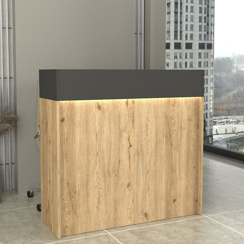Γραφείο υποδοχής - reception Wilko Megapap με LED χρώμα sepet oak - ανθρακί 113,6x42x110εκ. - Hippiehome.gr