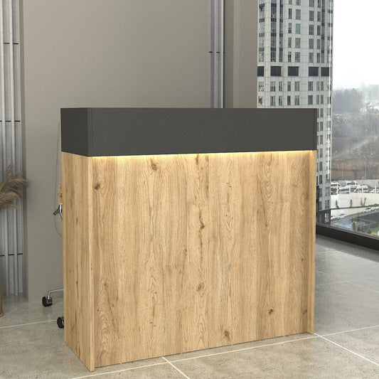 Γραφείο υποδοχής - reception Wilko Megapap με LED χρώμα sepet oak - ανθρακί 113,6x42x110εκ. - Hippiehome.gr