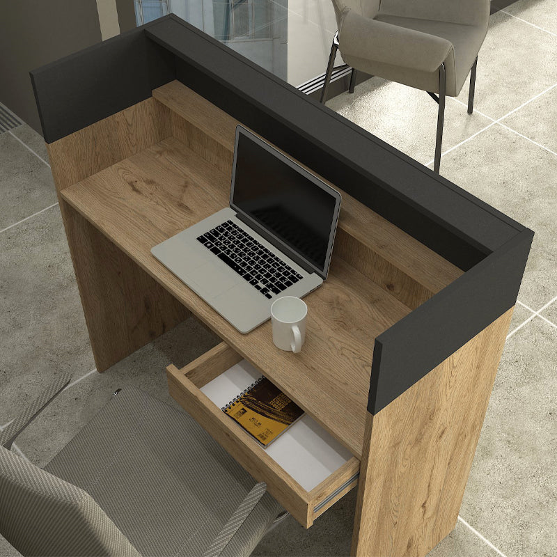 Γραφείο υποδοχής - reception Wilko Megapap με LED χρώμα sepet oak - ανθρακί 113,6x42x110εκ. - Hippiehome.gr