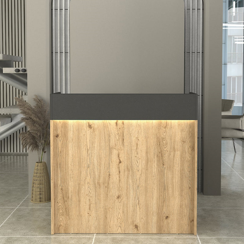 Γραφείο υποδοχής - reception Wilko Megapap με LED χρώμα sepet oak - ανθρακί 113,6x42x110εκ. - Hippiehome.gr