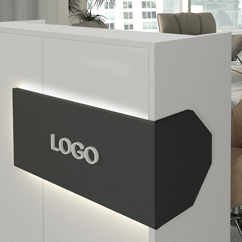 Γραφείο υποδοχής - reception Aloha Megapap με LED χρώμα λευκό - ανθρακί 95,5x40x110,3εκ. - Hippiehome.gr