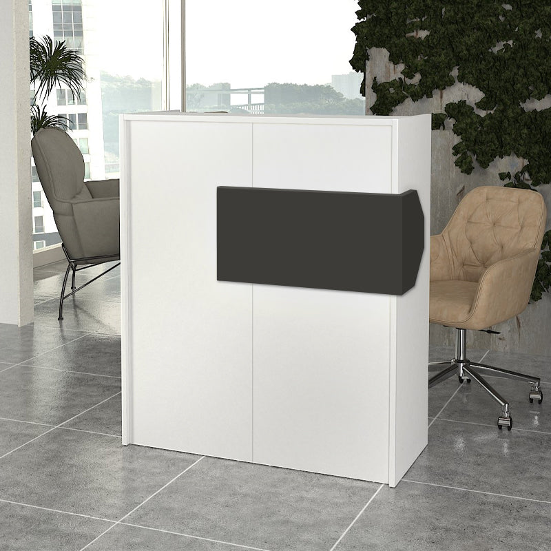 Γραφείο υποδοχής - reception Aloha Megapap με LED χρώμα λευκό - ανθρακί 95,5x40x110,3εκ. - Hippiehome.gr