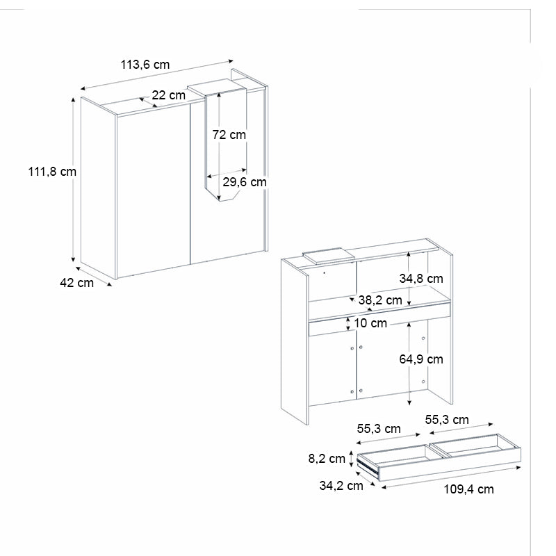 Γραφείο υποδοχής - reception Navita Megapap με LED χρώμα sepet oak - ανθρακί 113,6x42x111,8εκ. - Hippiehome.gr