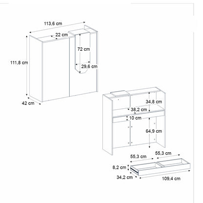 Γραφείο υποδοχής - reception Navita Megapap με LED χρώμα sepet oak - ανθρακί 113,6x42x111,8εκ. - Hippiehome.gr